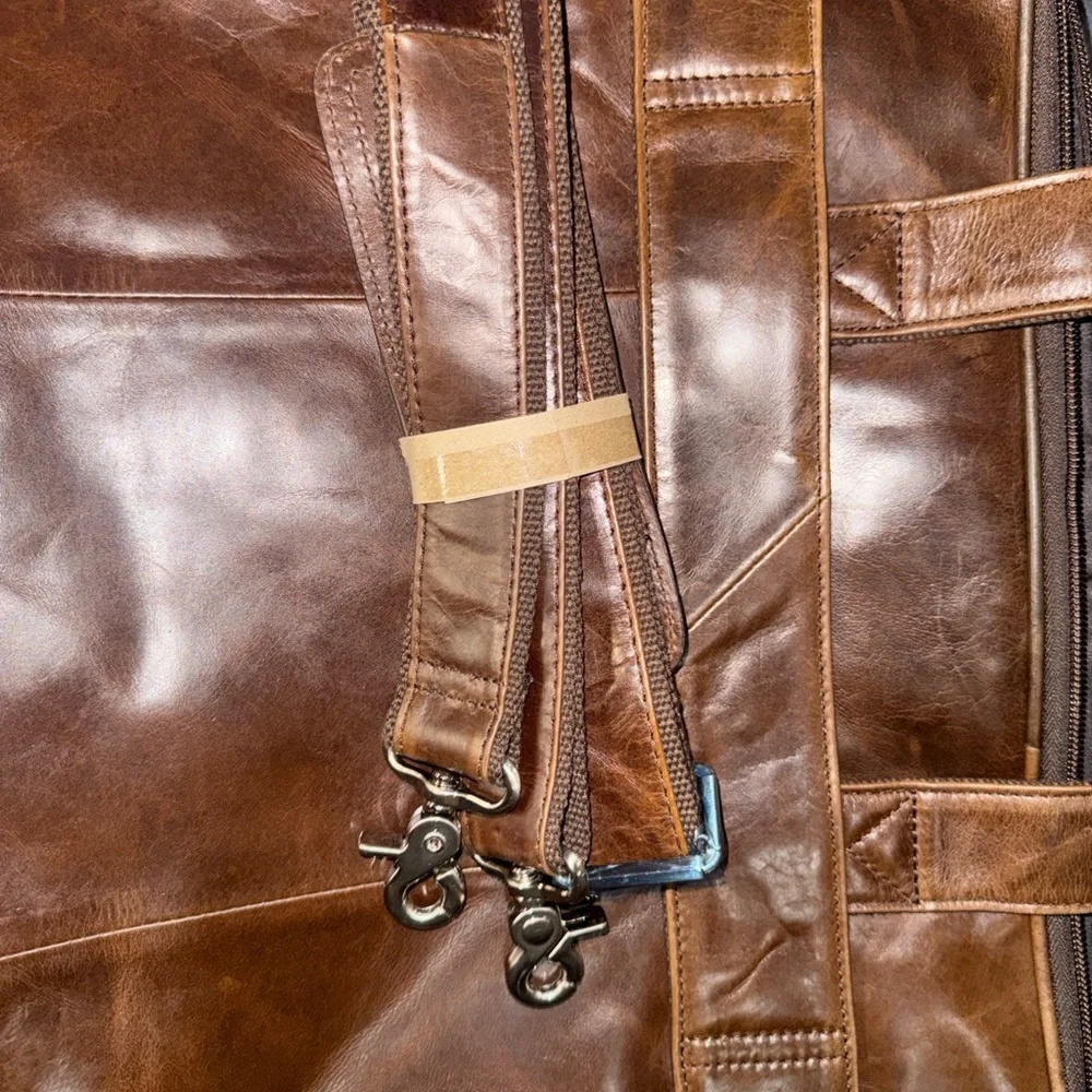 Augus Business Travel Briefcase Genuine Leather Duffel Bags